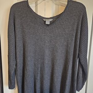 Gray Ribbed Knit Sweater